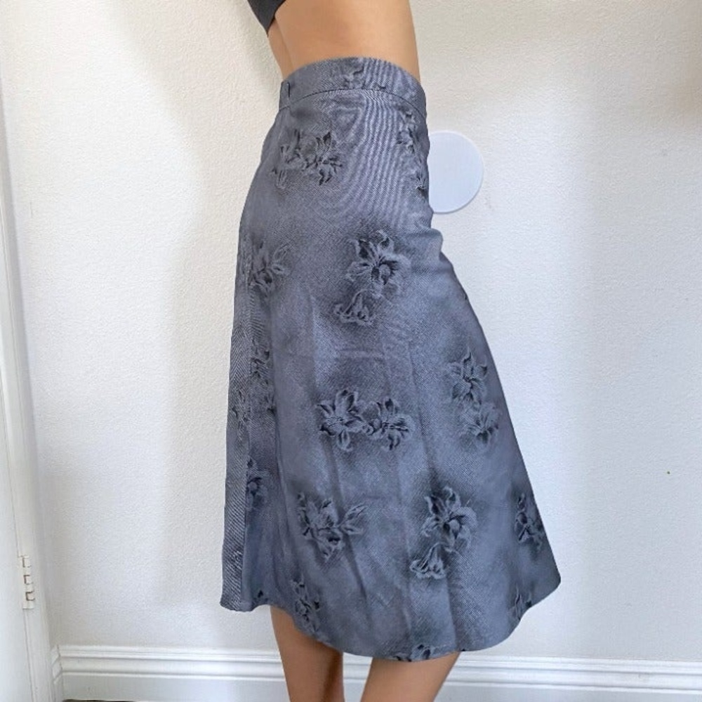 Vintage Y2K Grey Floral Midi Skirt